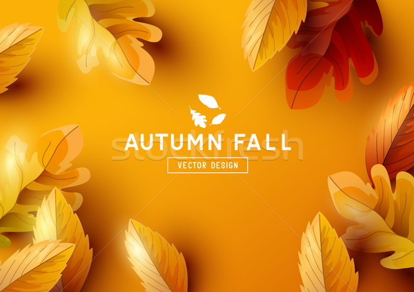 Autumn Vector Background with Falling Leaves Stock photo © solarseven