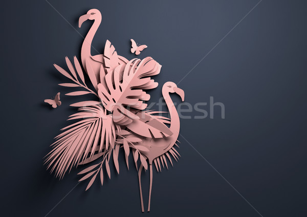 Paper Art - Pink Tropical Background Stock photo © solarseven