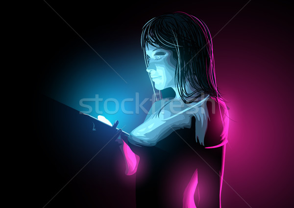 Stock photo: A Women Checking Her Mobile Phone