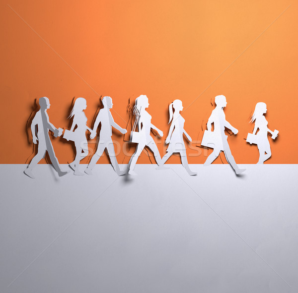 Paper Art - Group Of Walking People Stock photo © solarseven
