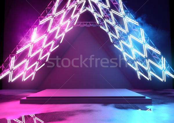 [[stock_photo]]: Lumineuses · néon · éclairage · plate-forme · stade