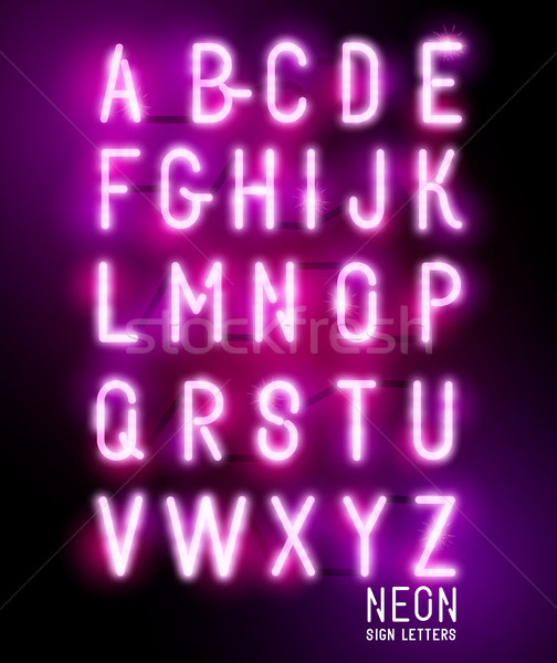 Retro neon roze teken brieven Stockfoto © solarseven
