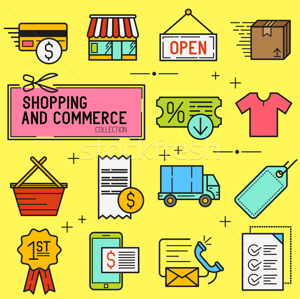 Shopping And Retail Icon Set Stock photo © solarseven