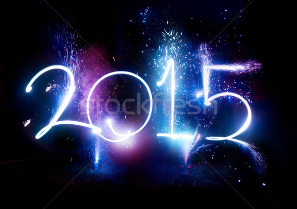 2015 feux d'artifice fête nouvelle année écran happy new year [[stock_photo]] © solarseven