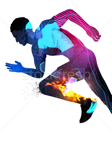 Double Exposure Running Man Stock photo © solarseven