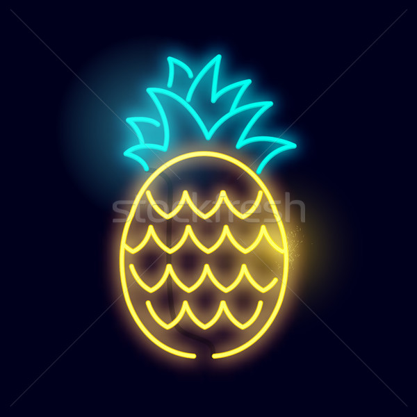 Glowing Neon Pineapple Light Sign Stock photo © solarseven