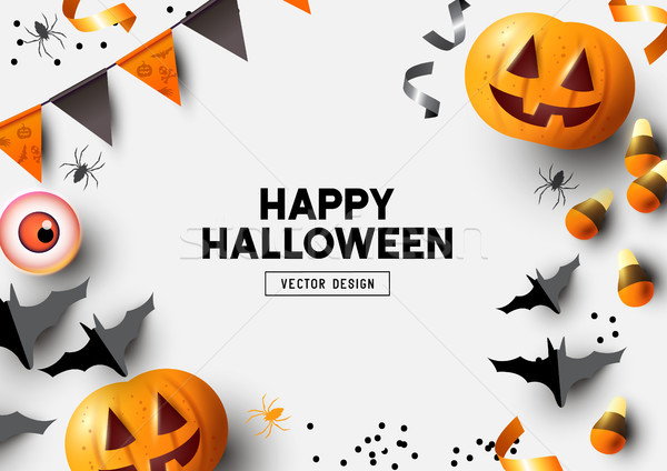 [[stock_photo]]: Automne · halloween · heureux · fête · étiquette · invitation