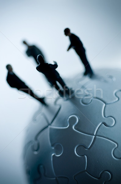 Globális csapat puzzle makró lövés földgömb Stock fotó © solarseven