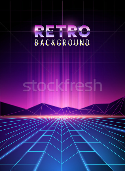 Stock fotó: Neon · horizont · retro · 80-as · évek · digitális · tájkép