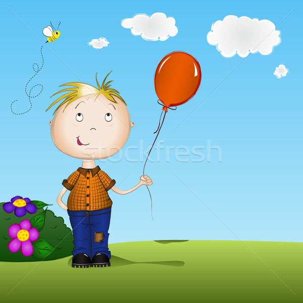 Ballon herbe verte enfant paysage [[stock_photo]] © soleilc