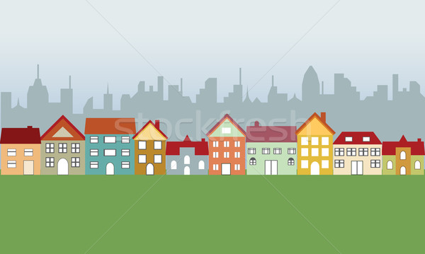 Suburban houses and city Stock photo © soleilc