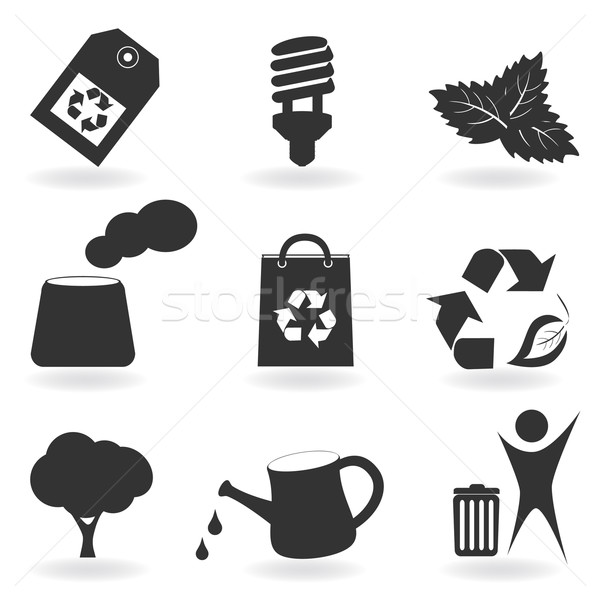 Eco and environment icon set Stock photo © soleilc