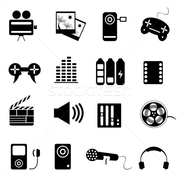 Media related icon set Stock photo © soleilc