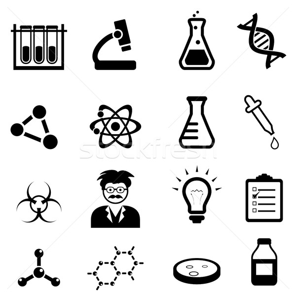 Chemistry, biology science icon set Stock photo © soleilc