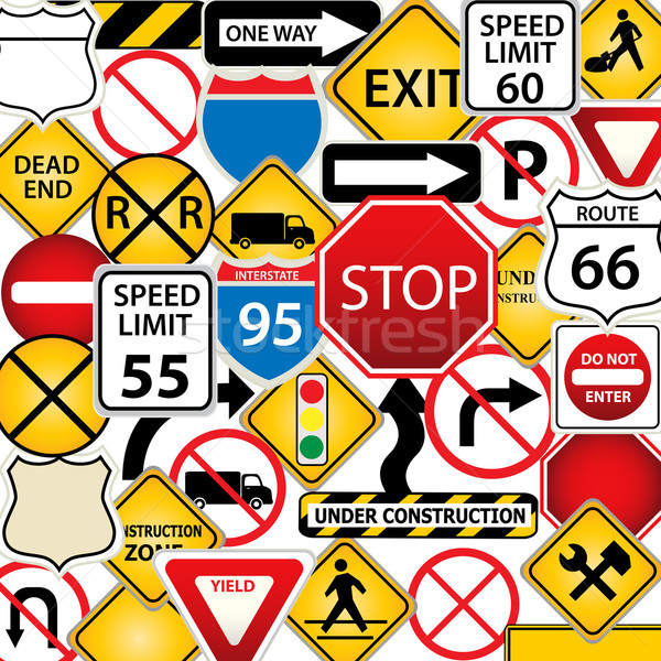 Road and traffic signs Stock photo © soleilc