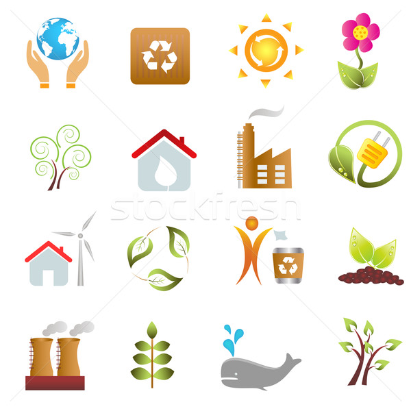 Eco and environment icons Stock photo © soleilc