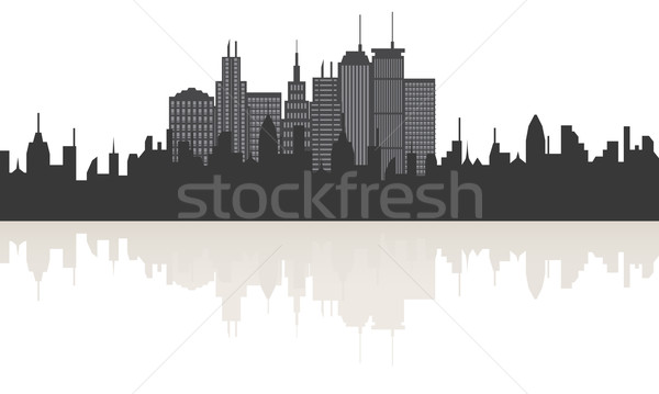 Big city skyline with reflection Stock photo © soleilc
