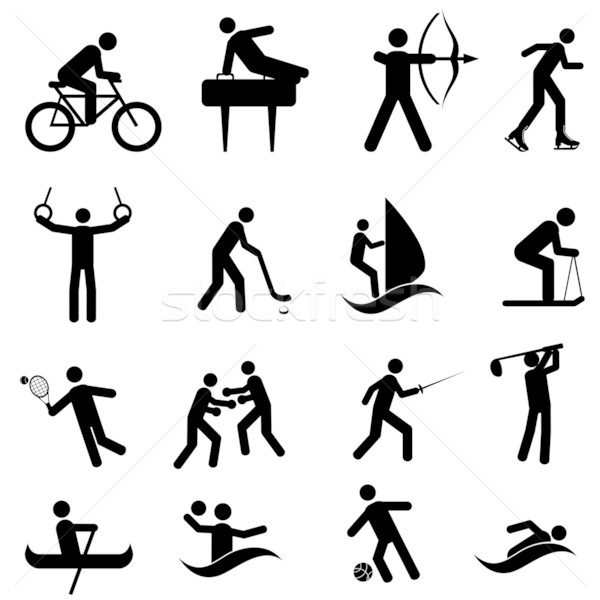 Sport atletisch iconen zwarte man Stockfoto © soleilc