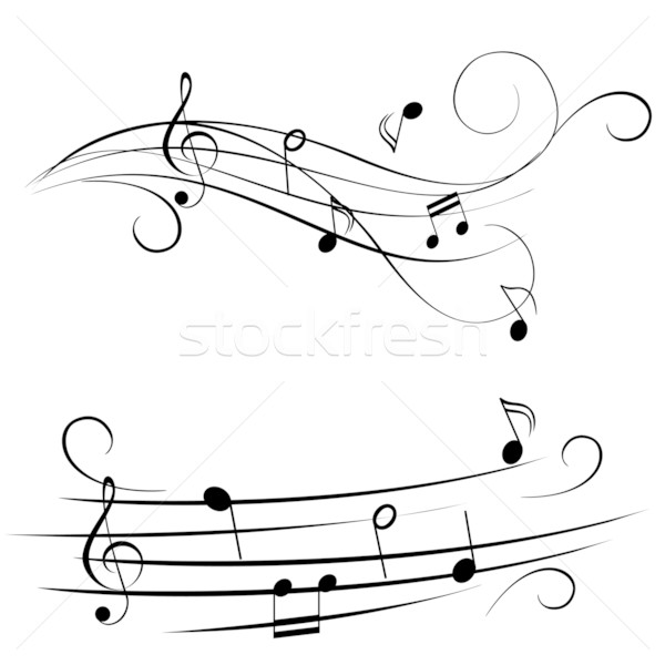 Melodie muziek merkt muziek silhouet bladmuziek personeel Stockfoto © soleilc