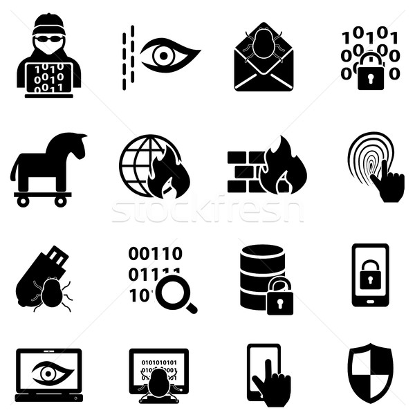 Cyber security, hacker, malware web icons Stock photo © soleilc