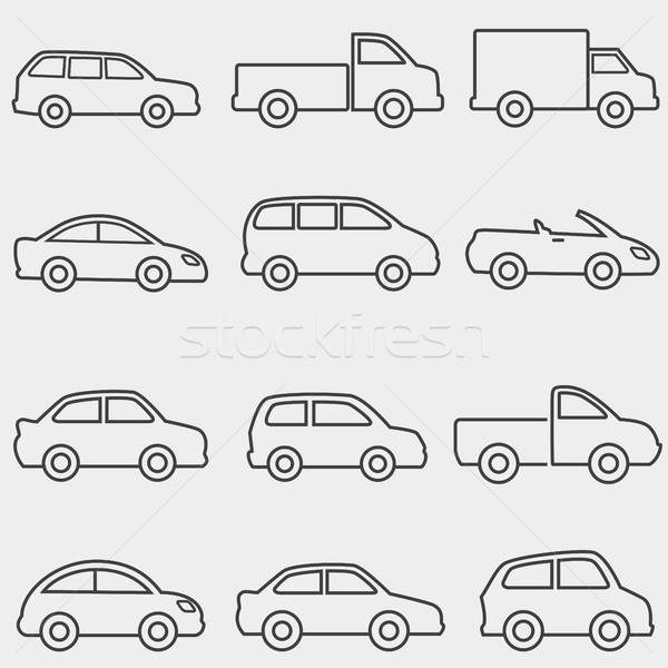 Zdjęcia stock: Samochody · ciężarówka · line · ikona · ciężarówki · transport