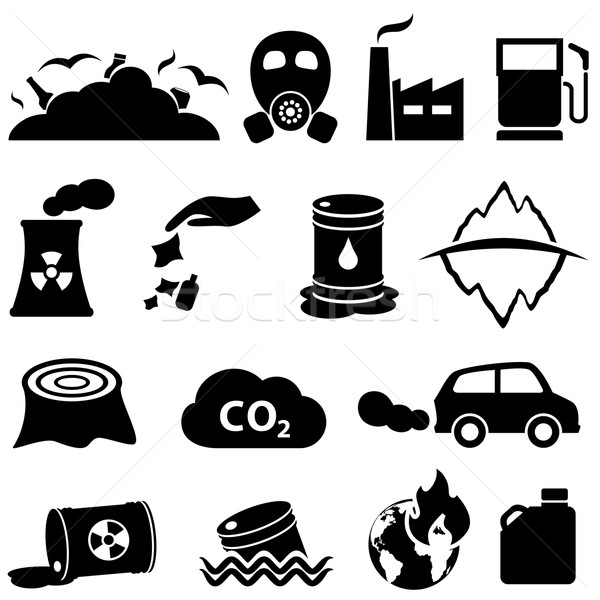 Pollution and environment icons Stock photo © soleilc