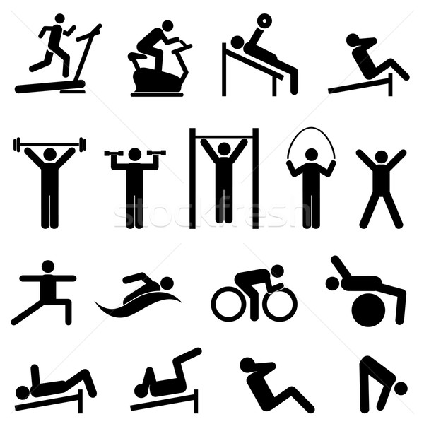 Exercice fitness santé gymnase icônes [[stock_photo]] © soleilc