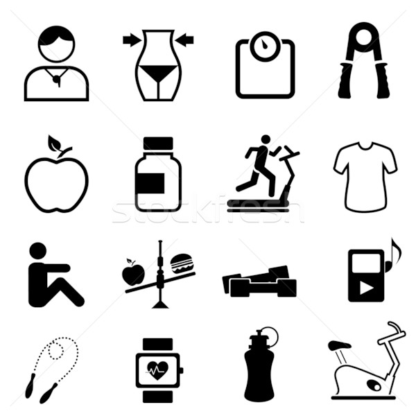 Health, fitness and diet icons Stock photo © soleilc