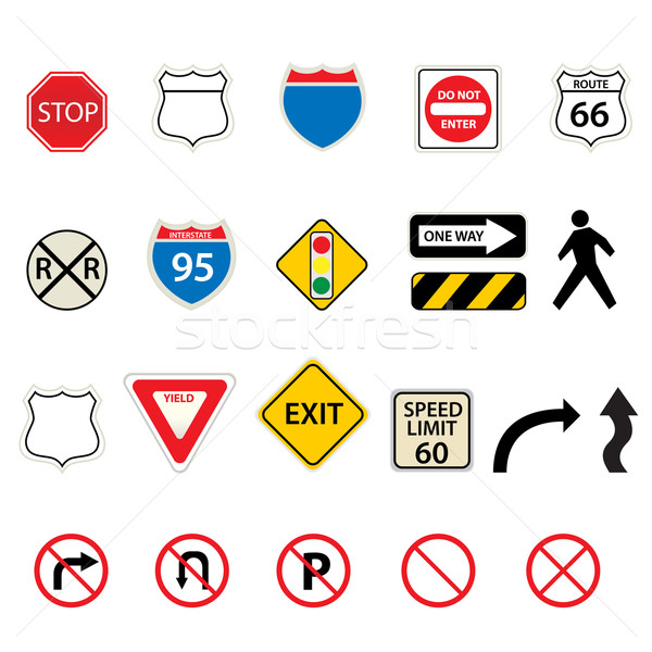 Traffic and road signs Stock photo © soleilc