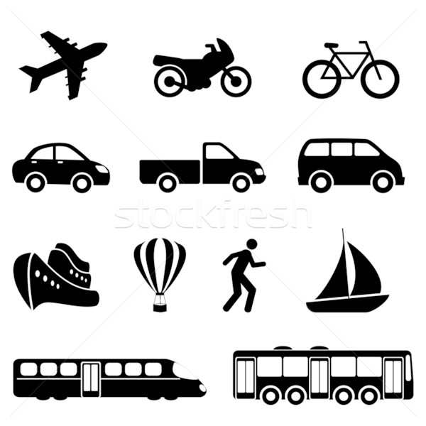 Stock photo: Transportation icons in black