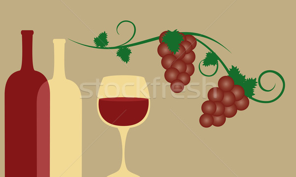 Vin rouge raisins boire bouteille raisins [[stock_photo]] © soleilc