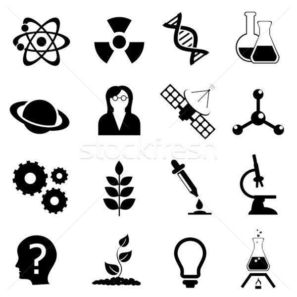 Science, biology, physics and chemistry icon set Stock photo © soleilc