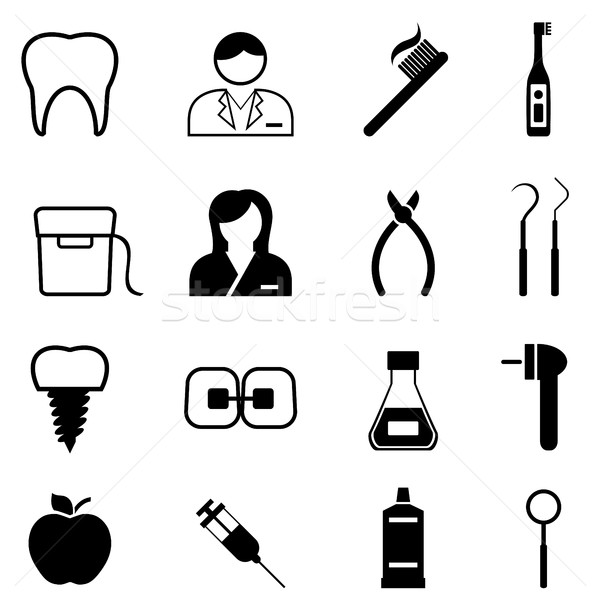 Dental health and dentist icons Stock photo © soleilc