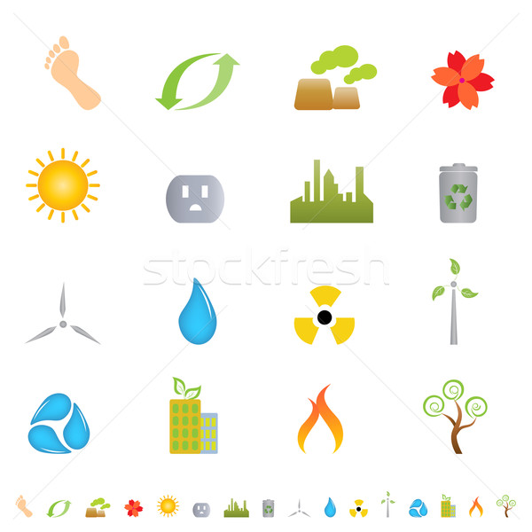 Green environment icons Stock photo © soleilc