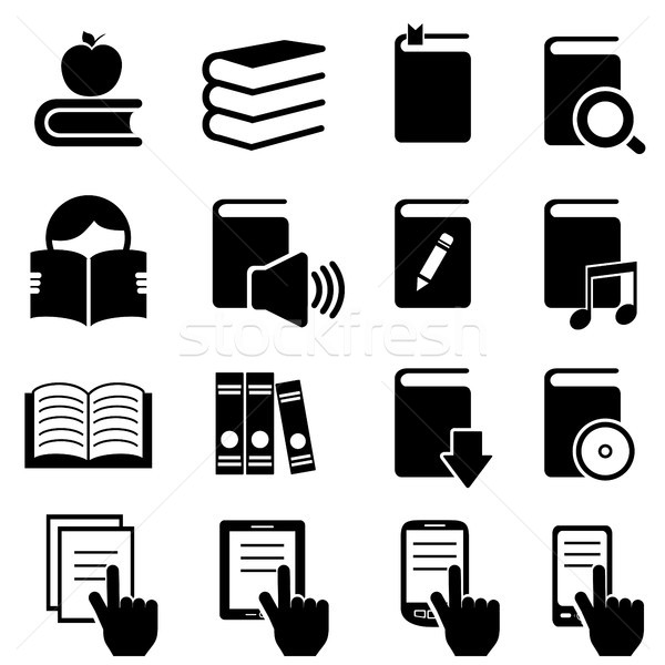 Books, literature and reading icons Stock photo © soleilc