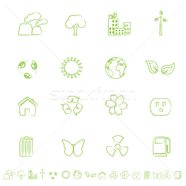 Stock fotó: ökológiai · környezeti · szimbólumok · ikon · gyűjtemény · ház · épület