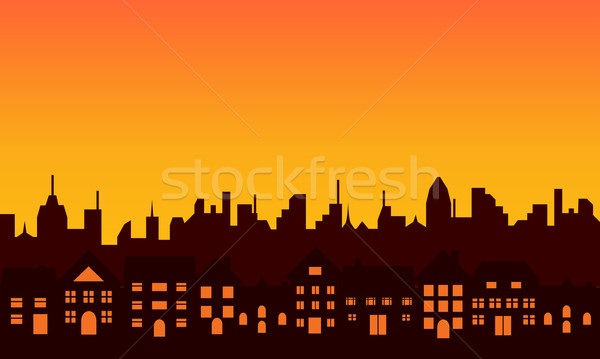 Big city skyline silhouette Stock photo © soleilc