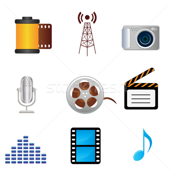 Foto stock: Película · música · fotografía · los · medios · de · comunicación · iconos · micrófono