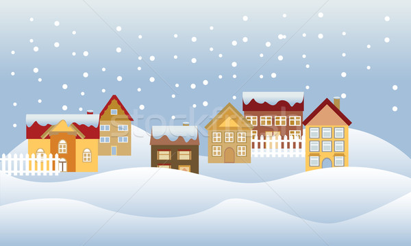 Cichy sąsiedztwo śniegu objętych karty graficzne Zdjęcia stock © soleilc