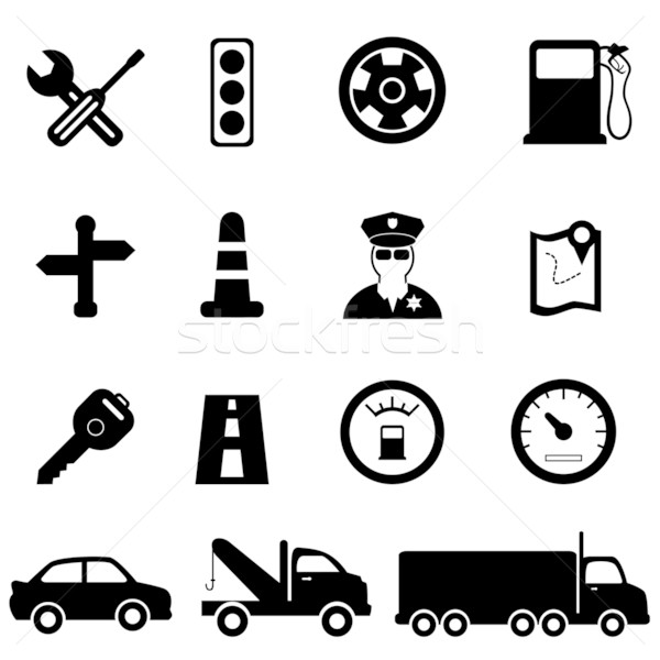 Driving and traffic icons Stock photo © soleilc