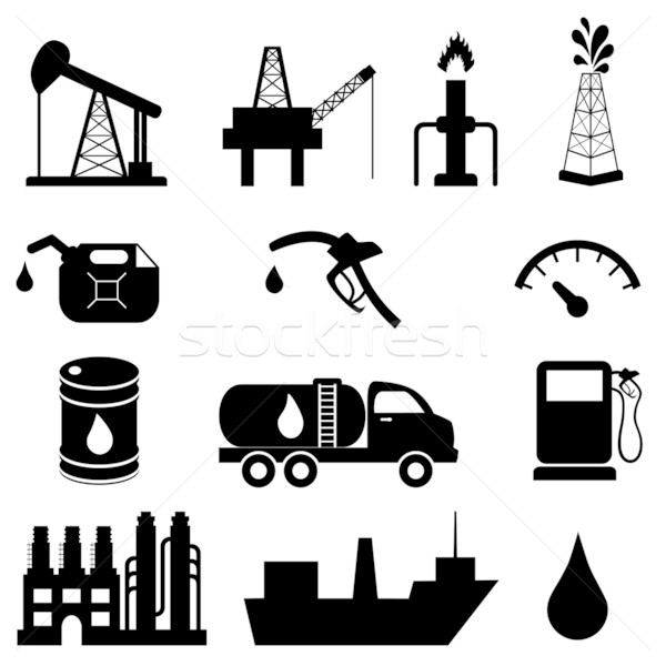 Olajipar ikon gyűjtemény olaj kőolaj természet felirat Stock fotó © soleilc