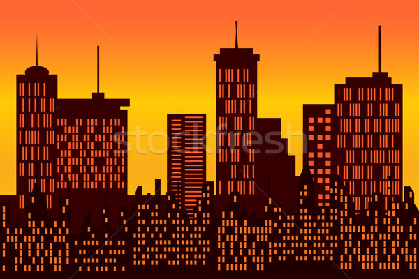Stock photo: Big city skyline silhouette