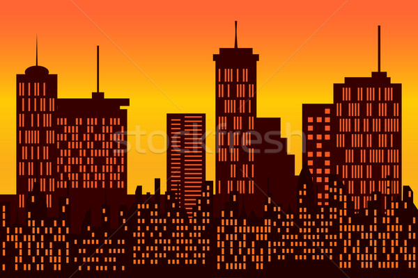 Big city skyline silhouette Stock photo © soleilc