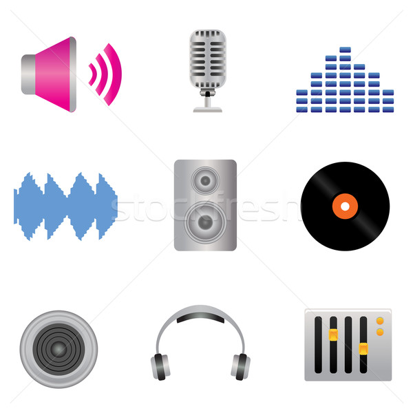 Audio muziek geluid iconen microfoon Stockfoto © soleilc