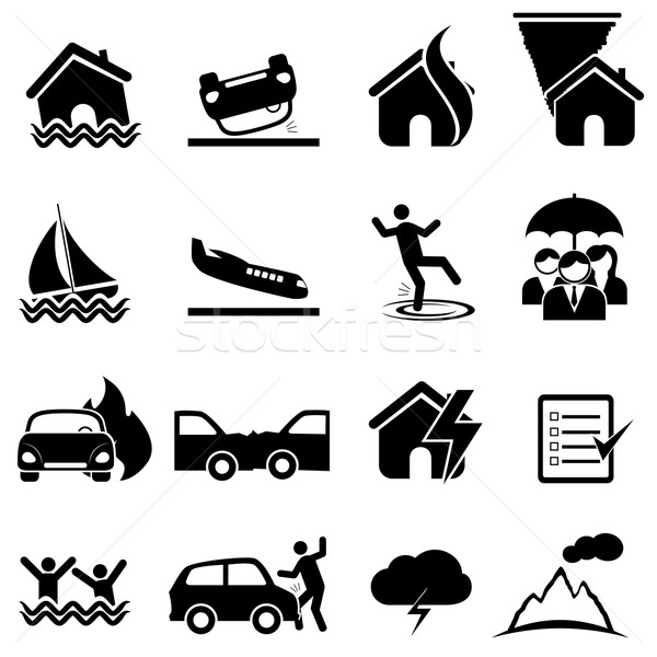 Insurance and disaster icon set Stock photo © soleilc