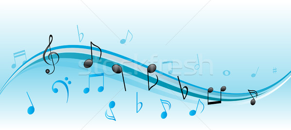 Hangjegyek hangjegyek kék fehér örvények zene Stock fotó © soleilc