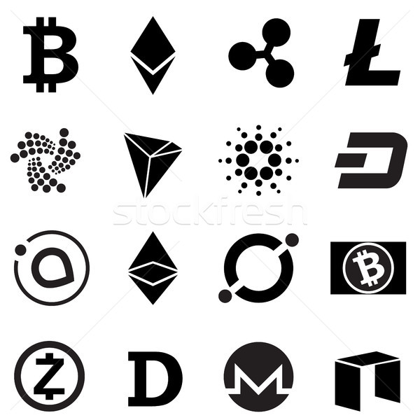 Cryptocurrency signs and symbols icon set Stock photo © soleilc