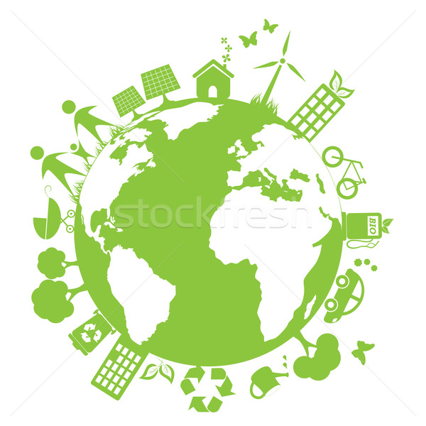 Zöld tiszta környezet szimbólumok család ház Stock fotó © soleilc