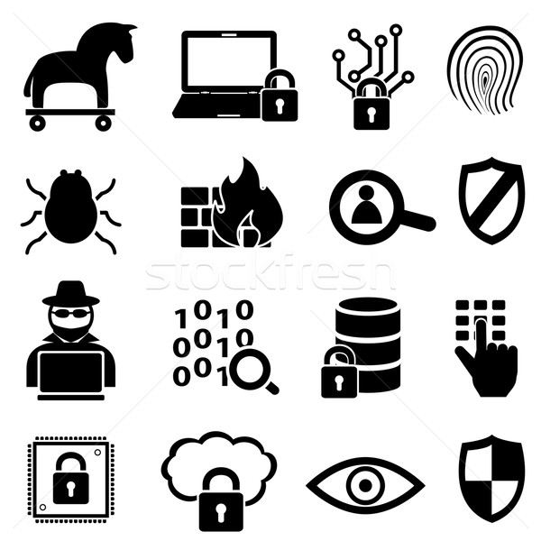 Cyber security and data icons Stock photo © soleilc