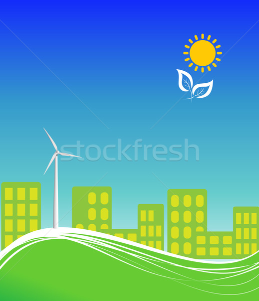 Stockfoto: Stad · schone · alternatief · energie · windturbine